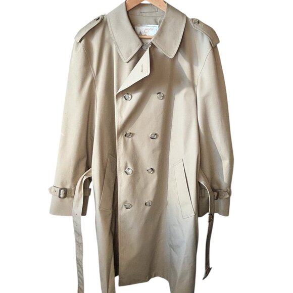 Vintage London Fog Maincoats Classic Beige Trench Coat Size 44R Unisex - Picture 7 of 9